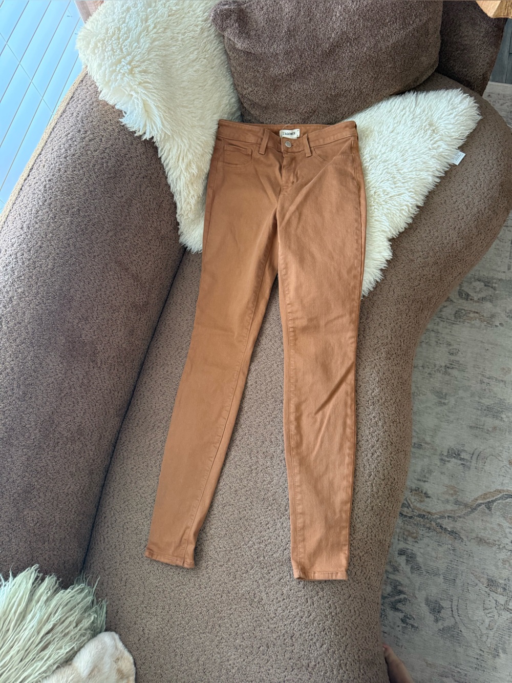 L’agence Marguerite Skinny High Rise Java Coated Jeans